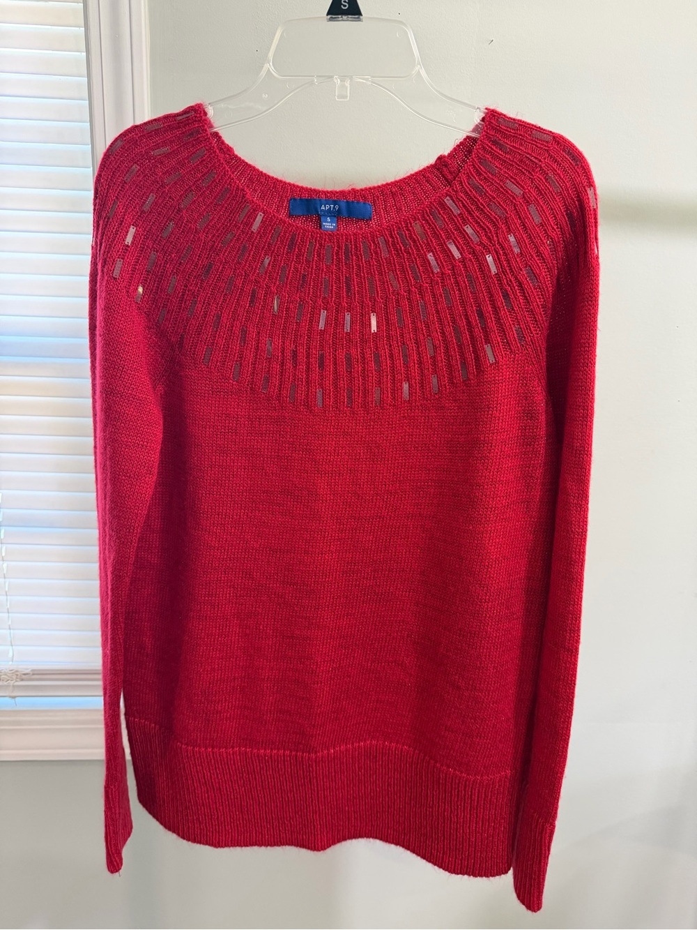 Apt. 9 Red Open-Stitch Yoke Crew Sweater
